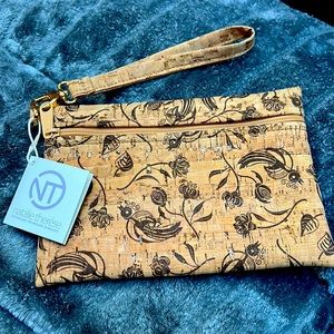 Medium Cork Imprinted Wristlet -handmade in USA